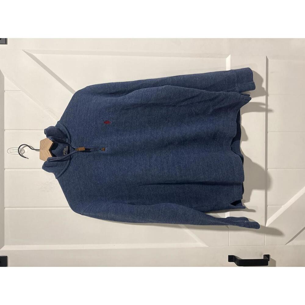 Polo Ralph Lauren Men's Blue Cotton Quarter-Zip Sweater Medium